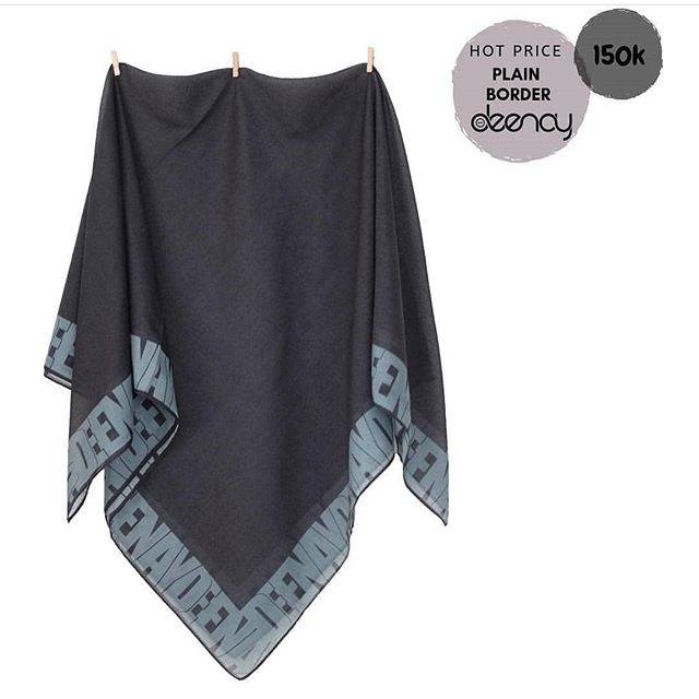 Jilbab Plain Border Black Blue by Deenay