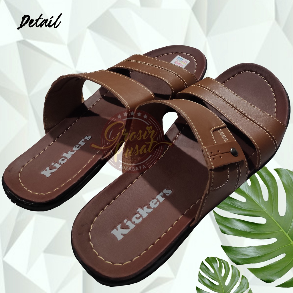 Sandal Selop Pria Kickers Ban Kulit Sintetis