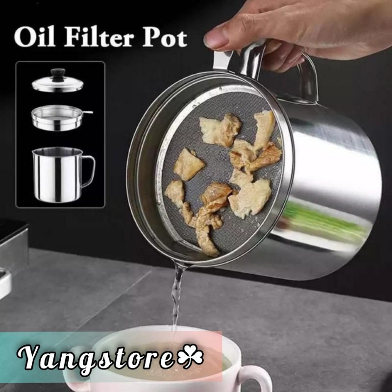 YGS- OIL POT SARINGAN STAINLESS MINYAK GORENG SISA WADAH JELANTAH