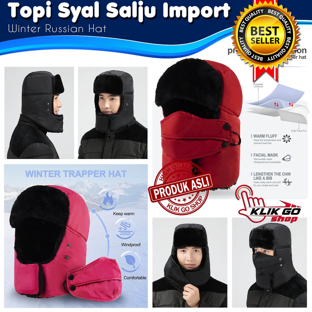 bigshop88 - TOPI RUSIA USHANKA IMPORT + MASKER / WINTER HAT / TOPI MUSIM DINGIN