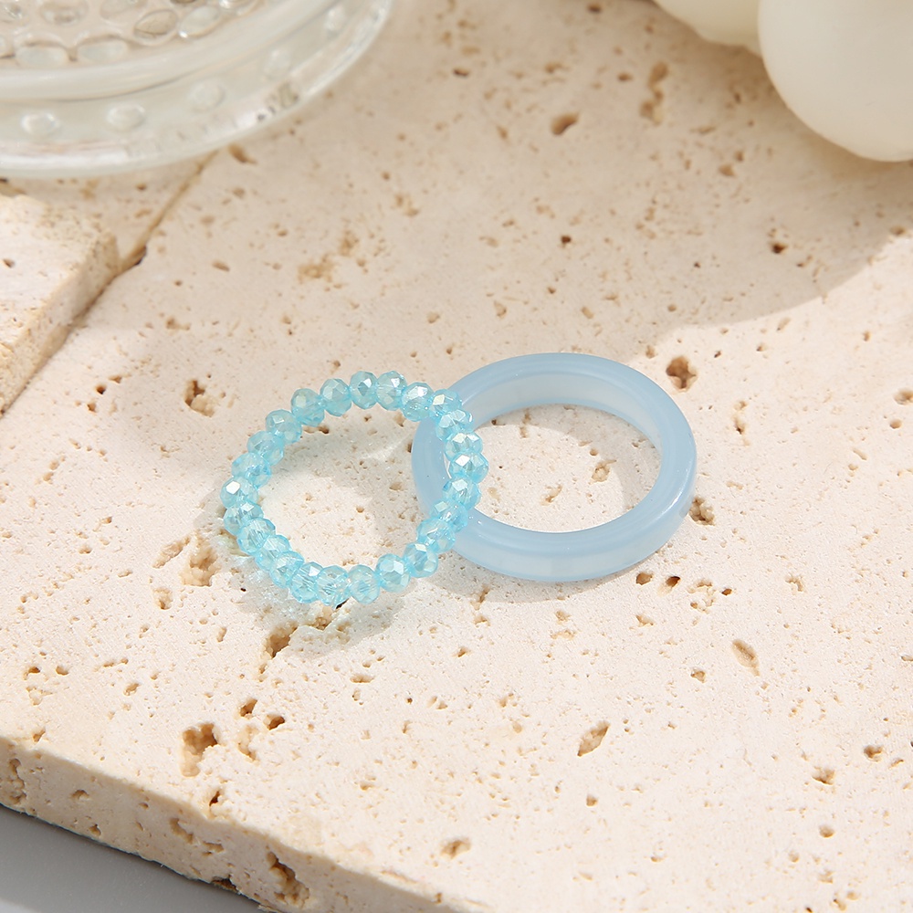 2pcs / Set Cincin Manik-Manik Warna-Warni Bahan Resin Untuk Wanita