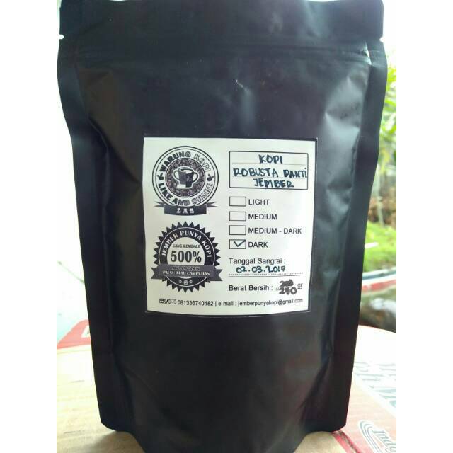 

Biji Kopi Robusta Jember Roasted 200gr