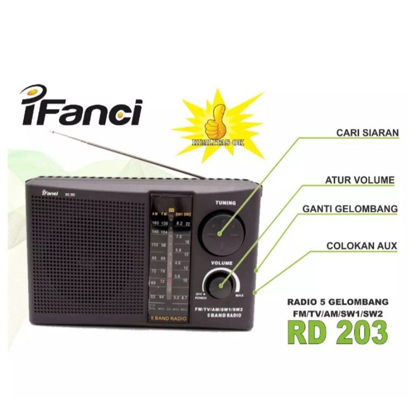 Radio Jadul IFANCI RD-203 Speaker Radio FM/AM/SW