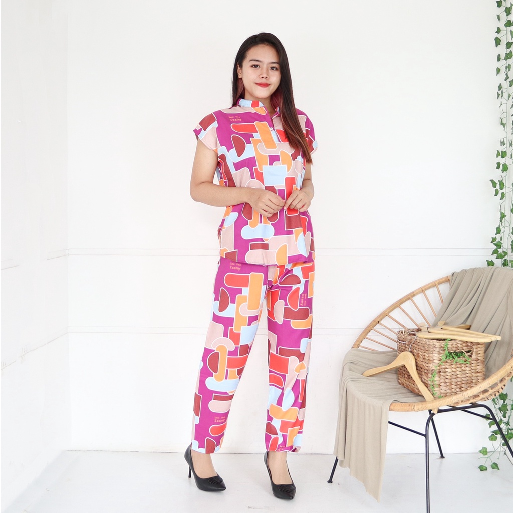 IZANY Piyama ONE SET AEON / Daily SET AEON  Lengan Pendek Allsize-LOLLY PURPLE