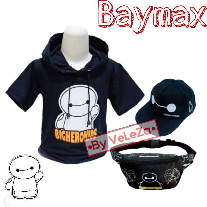 Baju hoodie anak BAYMAX gratis tas selempang topi - baju anak