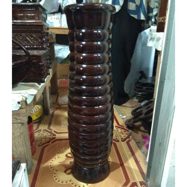 (BISA COD) VAS BUNGA KAYU JATI SPIRAL UKURAN BESAR 60 CM TEMPAT PAYUNG TONGKAT DEKORASI RUMAH MURAH