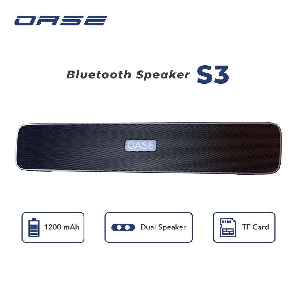 OASE Bluetooth Speaker S3 Portable Long Lasting Battery Clear Audio Dynamic Bass Garansi Resmi 1 Thn
