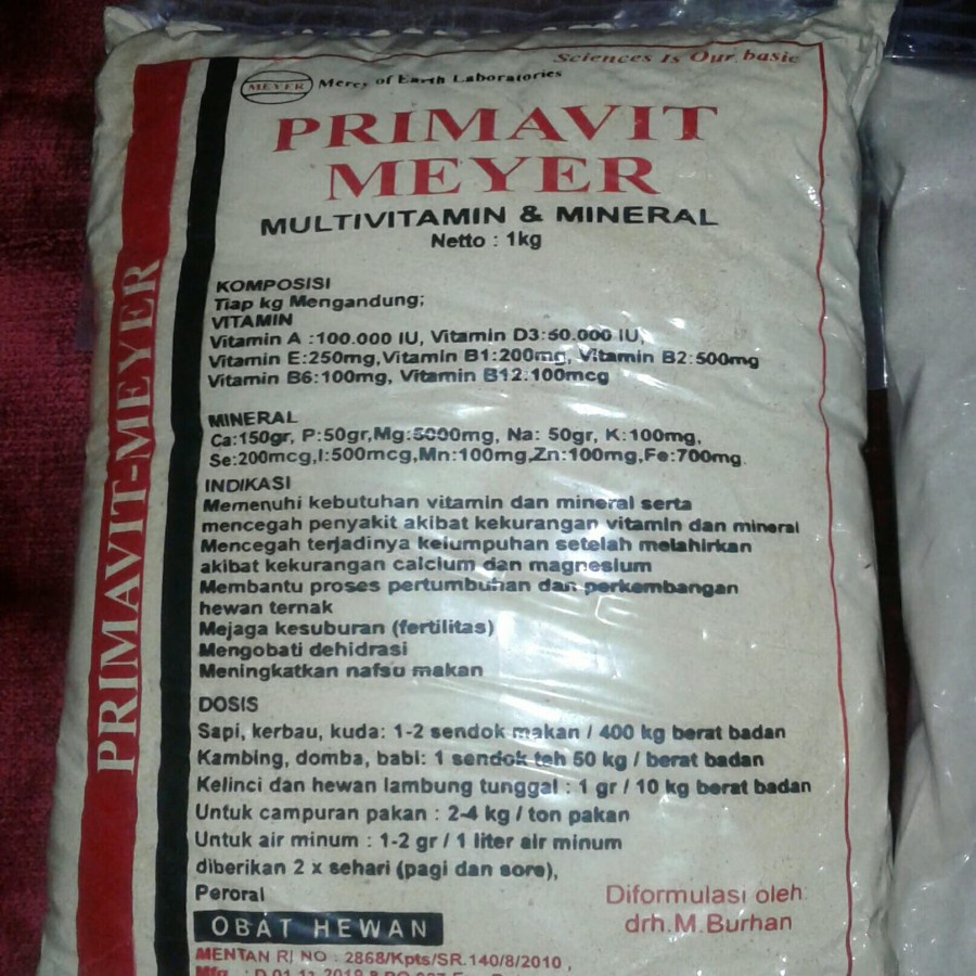 PRIMAVIT MEYER (MULTIVITAMIN & MINERAL untuk Hewan)