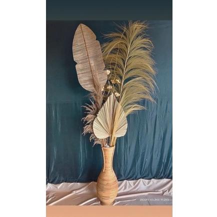 [KODE WGI0E] PAKET LENGKAP RUSTIK DAUN KERING + POT ROTAN| RAYUNG |DAUN KERING |DEKORASI BOHEMIAN