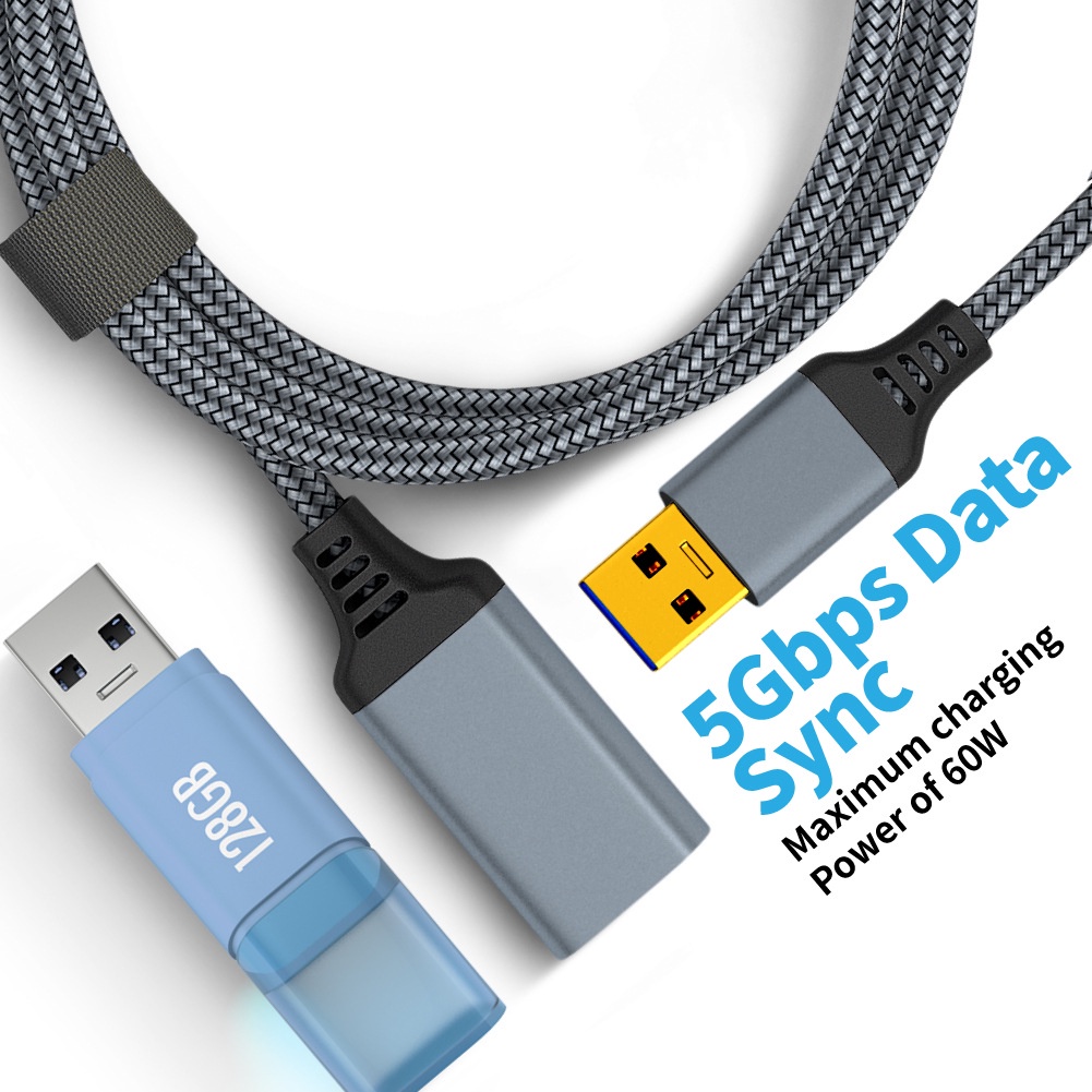 Kabel Data Extension Usb 3.0 Male Ke Female Kecepatan Tinggi Bahan Nilon Kepang