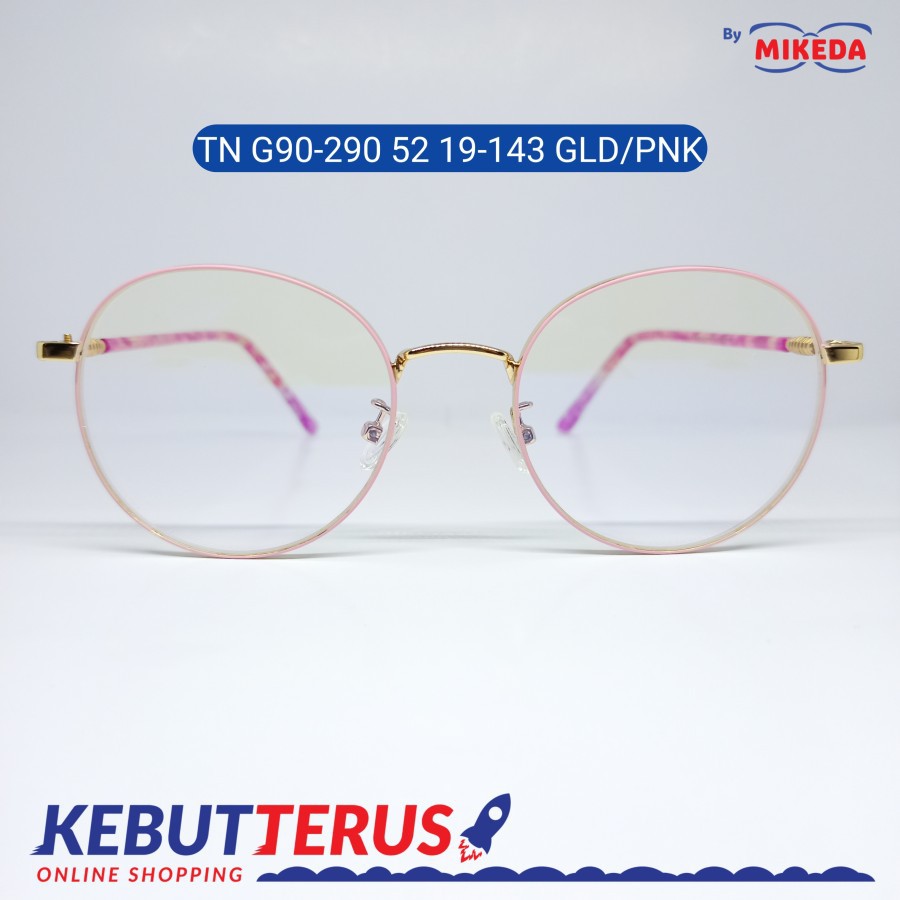 Mikeda - Frame Kacamata Tn G90-290 Gold / Pink + Lensa( Minus/Cylinder )