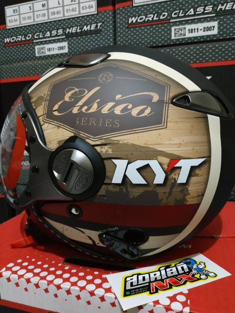 HELM KYT ELSICO MOTIF 4 BLACK DOFF CREAM HELM RETRO KYT ELSICO ORI MOTIF MURAH HELM BOGO HELM KLASIK-5