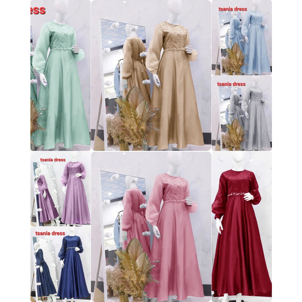 3 UKURAN L XL XXL MAXY TSANIA FASHION BUSANA PAKAIAN WANITA DRESS GAMIS MAXI ED ADA VIDEO REAL PRODUK