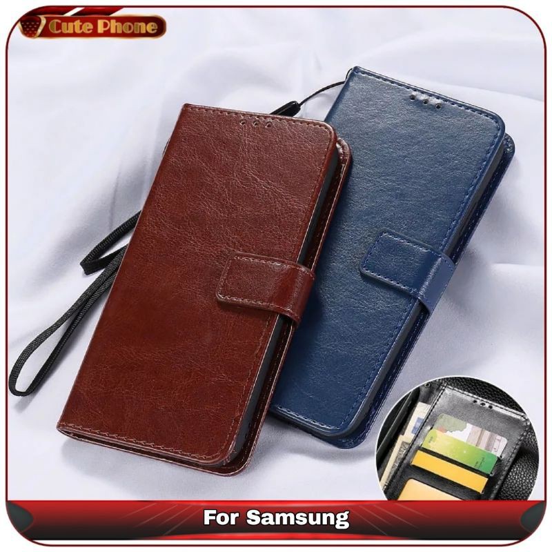 Casing Soft Case Samsung A11 A12 M11 M12 M21 M30S M31 M51 Flip Leather Dompet Kulit Tempered Glass