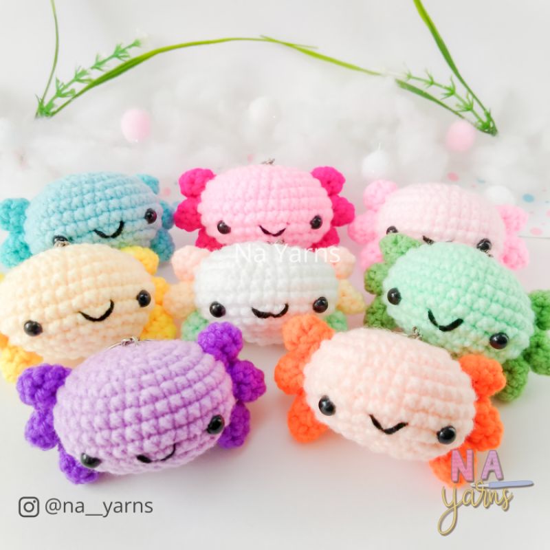 AMIGURUMI AXOLOTL KEYCHAIN / GANTUNGAN KUNCI BONEKA RAJUT AXOLOTL / GANCI HANDMADE