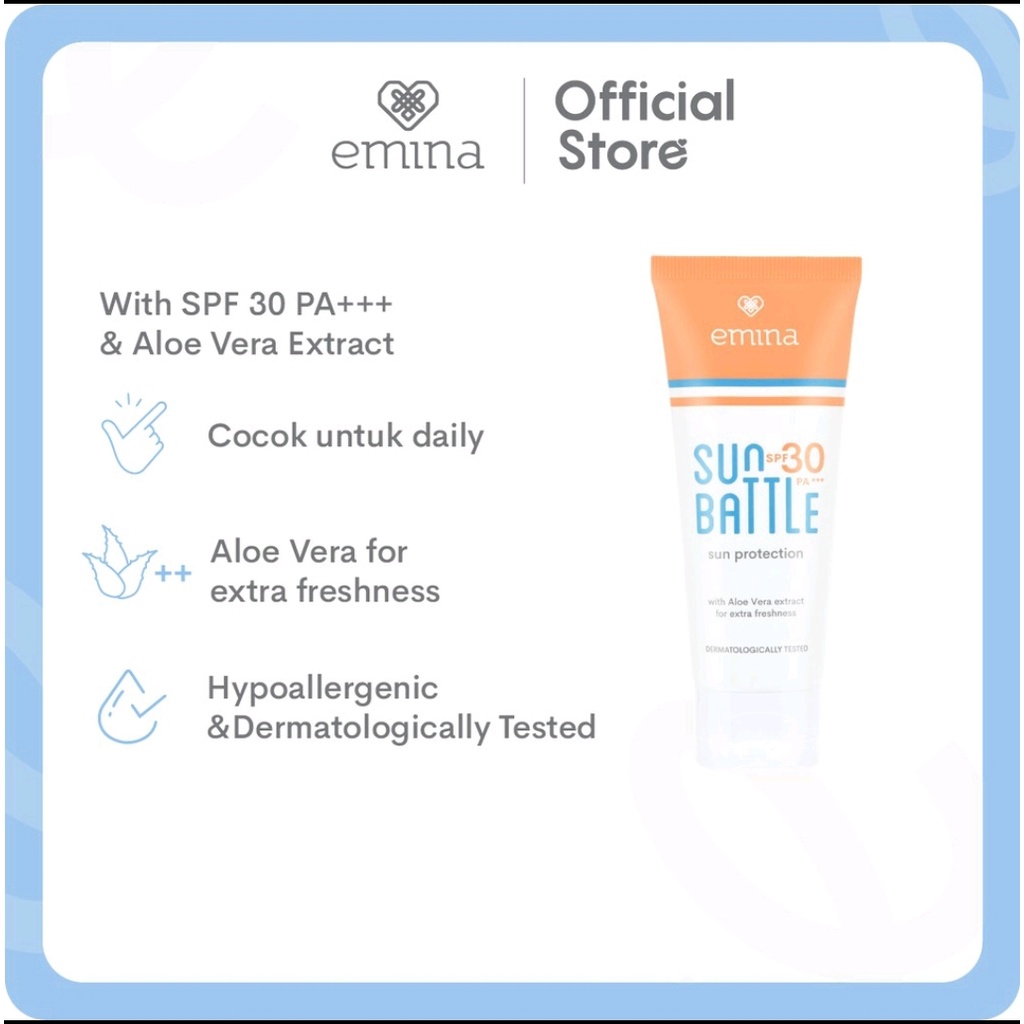 EMINA Sun Battle SPF 30 PA+++ 60ml - Sunscreen Tabir Surya Wajah // EMINA SUNSCREEN / KOSMETIK / TERLARIS