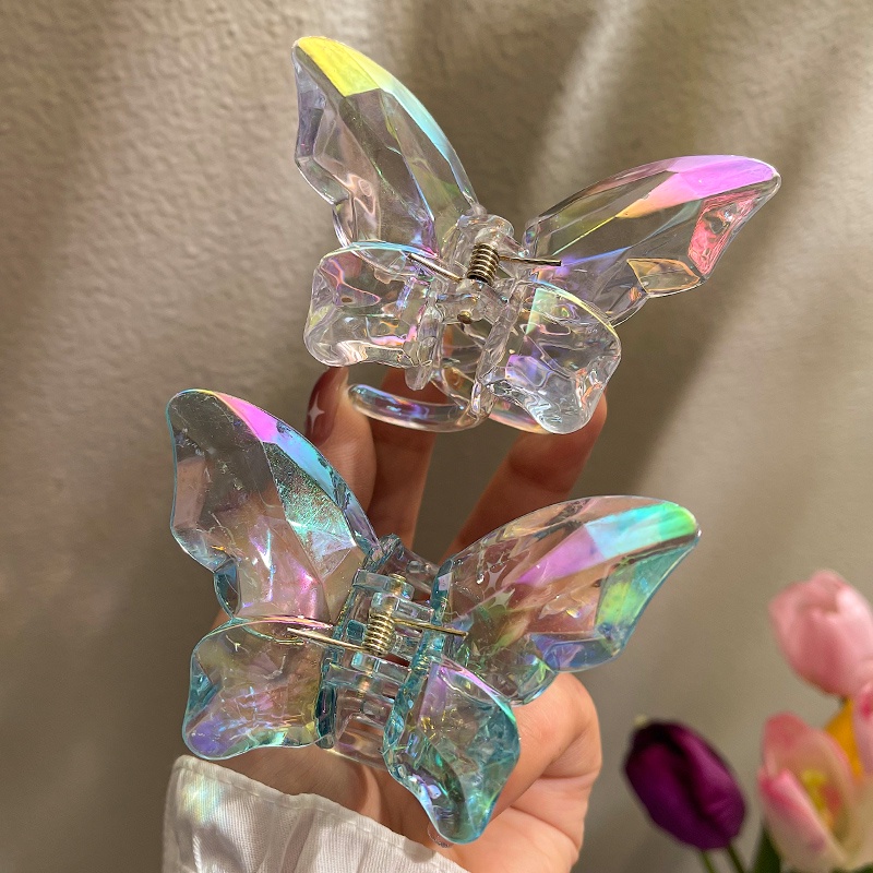 Jepit Rambut Model Butterfly Shark Clip Warna Transparan Ukuran Kecil Untuk Musim Panas