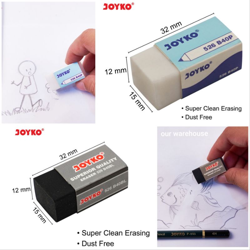 

PENGHAPUS PENSIL, STIP PENSIL, SETIP PENSIL, HITAM ATAU PUTIH JOYKO 526 B40P ATAU B40BL
