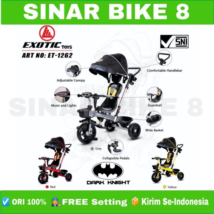 Sepeda Anak Roda Tiga 3 Tricycle EXOTIC ET 1262 Batman Dark Knight Tricycle Anak