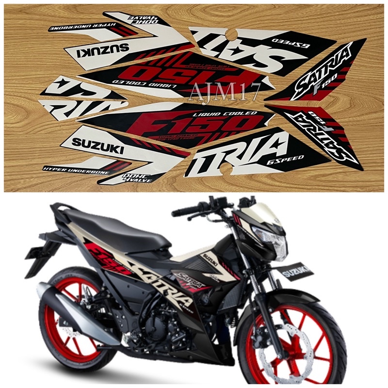 STIKER STRIPING SATRIA F 150 LED 2021 PUTIH HITAM