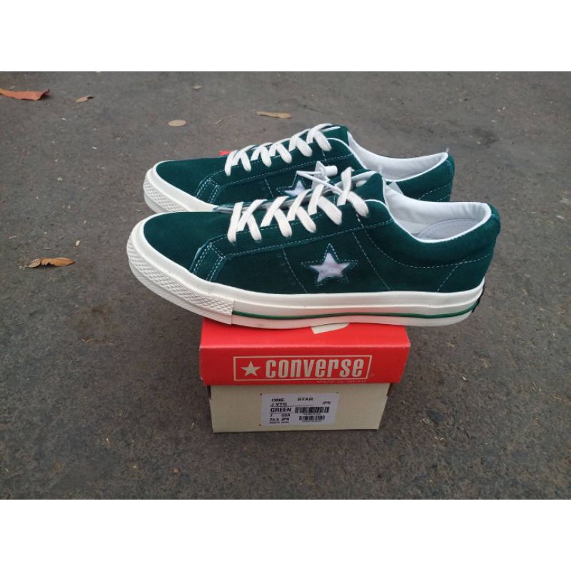 SEPATU CONVERSE ONE STAR GREEN WHITE HIJOU PUTIH