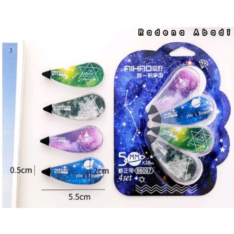 

*RadenaAbadi* Correction pen / Tipe ex kertas abstrak mini (1 pack isi 4 pcs)
