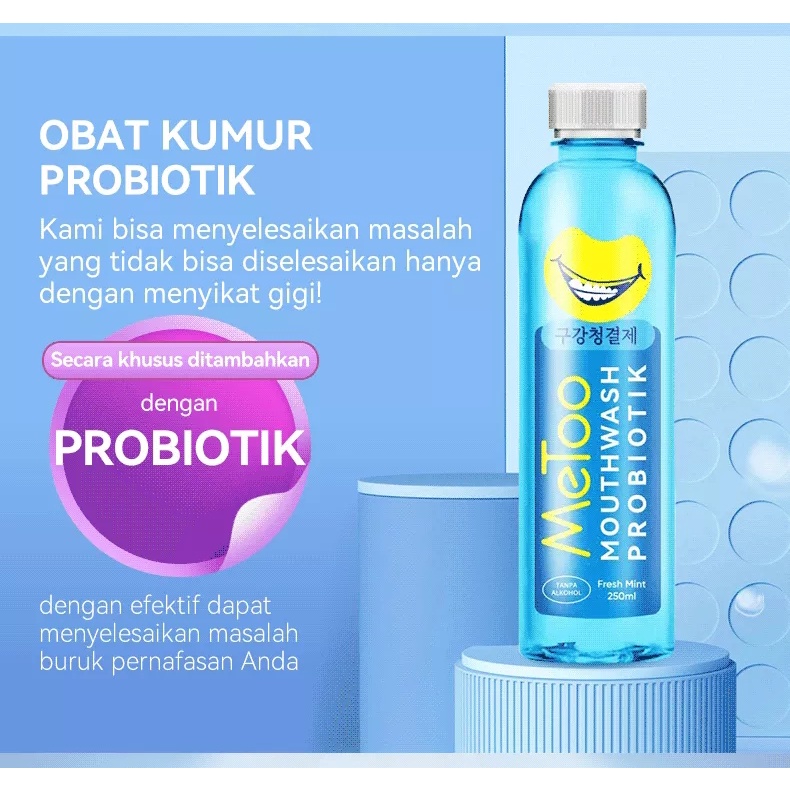 METOO OBAT KUMUR PROBIOTIK / PEMBERSIH SEKALIGUS PEMUTIH GIGI KUNING 100ML&amp;250ML
