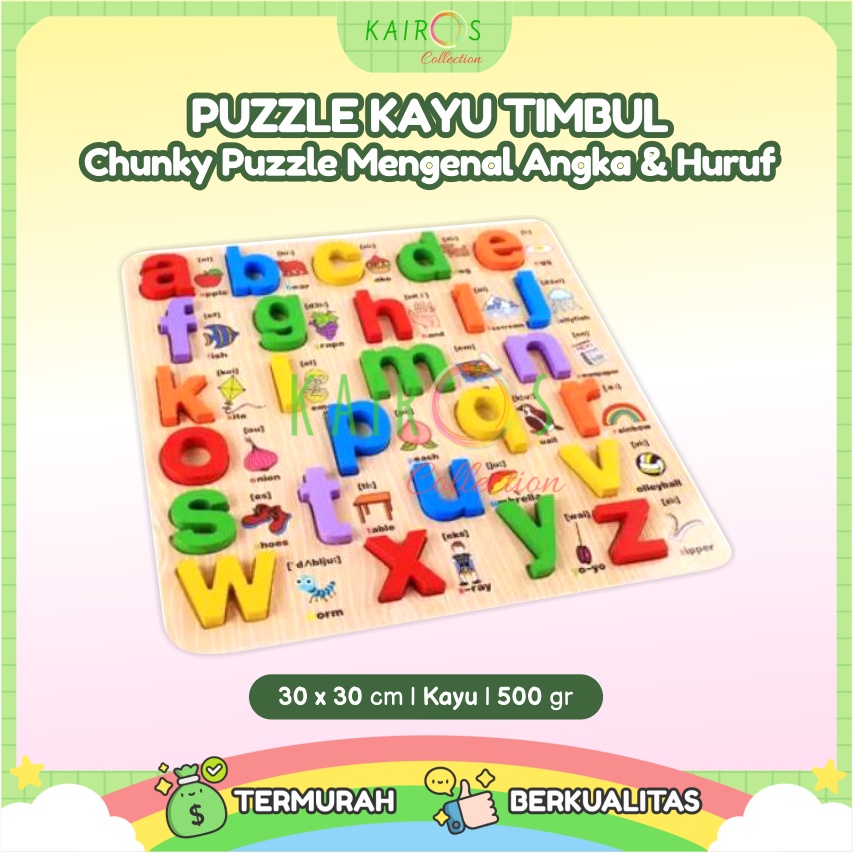 Puzzle Kayu Anak Timbul Puzzle Chunky Alfabet Huruf Puzzle Kayu Balok ABC