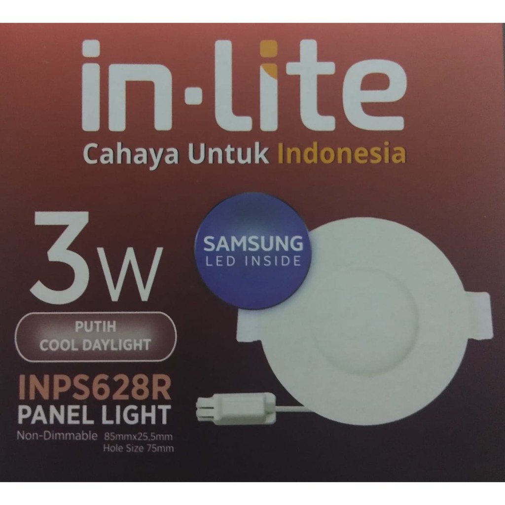 Lampu Downlight InLite LED 3w 3 Watt Lampu In-Lite panel bulat