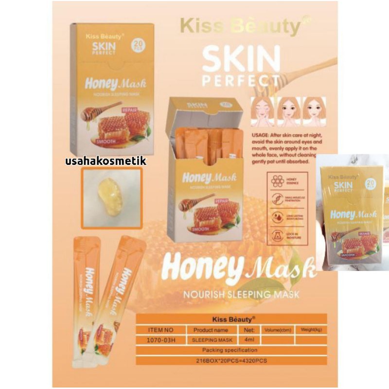 MASKER WAJAH KISS BEAUTY SLEEPING MASK HONEY / COLLAGEN PERBOX ISI 20