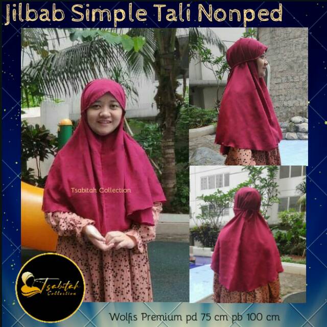 Khimar non pet tali - Hijab instan non pet - Hijab instan wolfis - Jilbab tali non pet