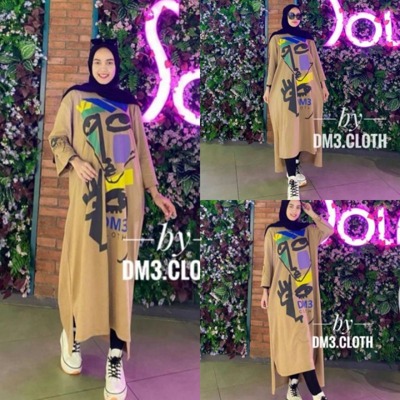 LONG TUNIK KAOS DM3 ORIGINAL/TUNIK KAOS/TUNIM DM3/TUNIK WANIT/PAKAIN WANIRA/FASHION MUSLIM
