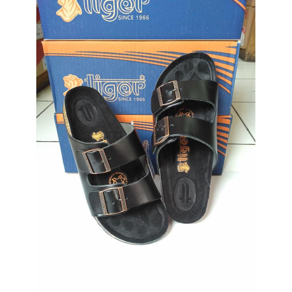 SANDAL KULIT KLASIK TIGER SB 16 HITAM FULL ORIGINAL