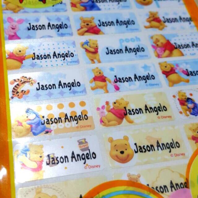 

Label nama anti air stiker waterproof Pooh 2
