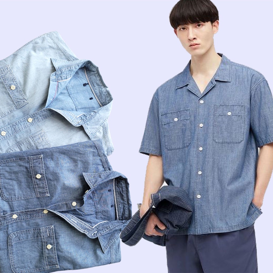 KEMEJA PRIA UNQ171 SHORTSLEEVE CHAMBRAY SHIRT