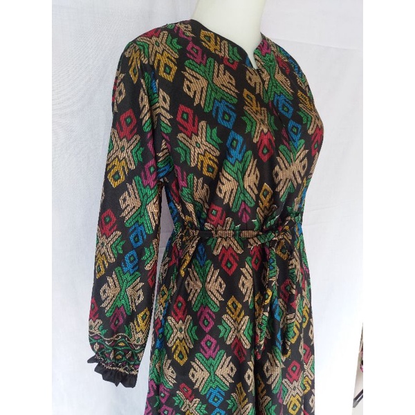Gamis Long Dress Katun Motif Batik Pakaian Muslim Wanita Modern Baju Tradisional Halus Fashion Remaj