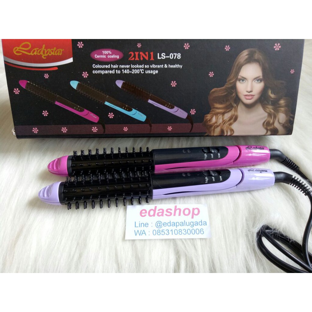 Catokan Ladystar LS-078 , catokan 2in1 , hairdryer,  sonar brush tourmaline , amara , techno,  999B