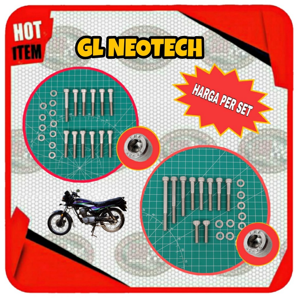 Paket Baut L Stainless Kalter Mesin ( Bak Magnet & Kopling ) Honda GL PRO & MAX NEOTECH