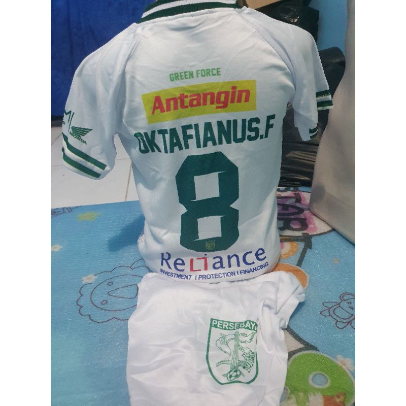 obral setelan jersey persebaya anak away putih boncil bonek cilik