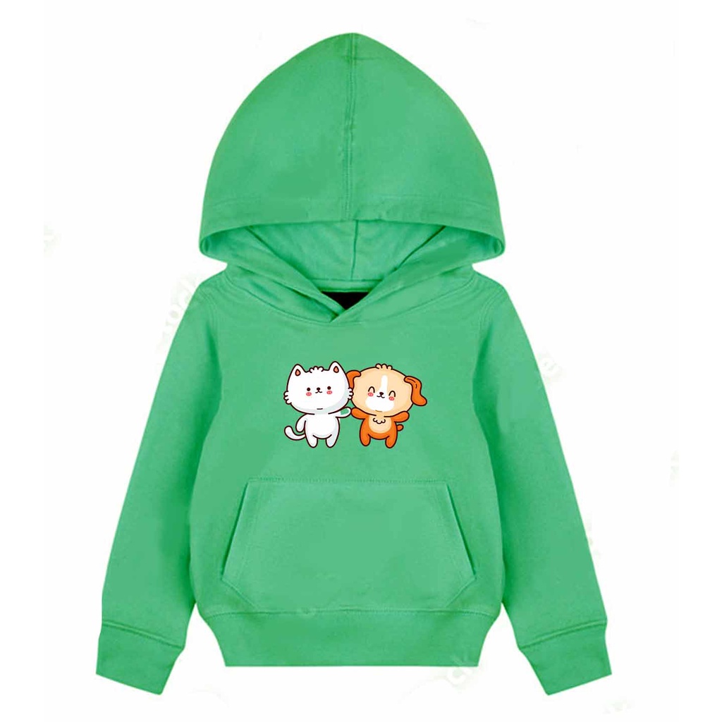 Hoodie Anak Neko to inu Sweater Pakaian Fleece M - XL