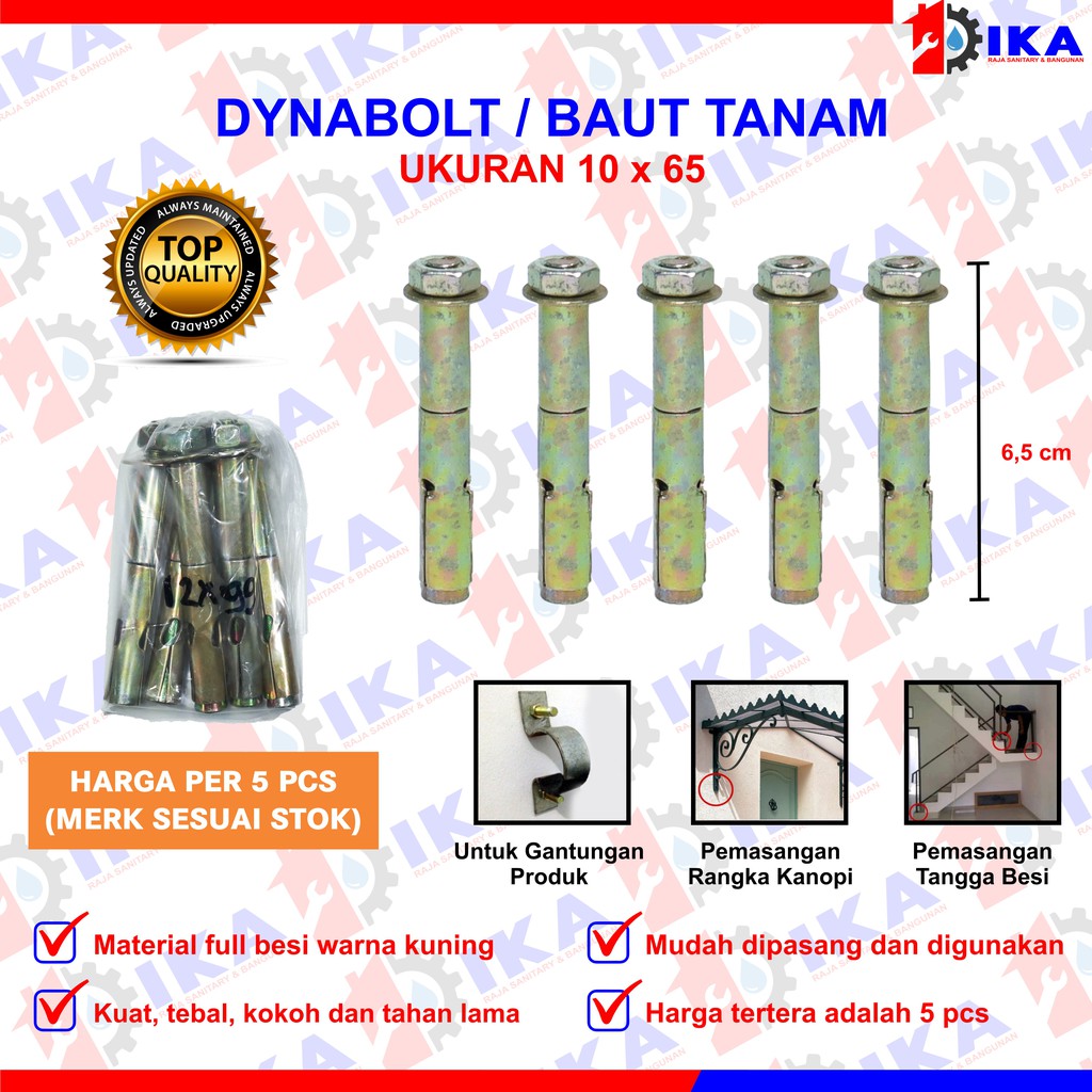 Dinabol (HARGA 1SET ISI 5BUAH PALING MURAH ) / dynabolt / Baut Tembok Ukuran Komplit Harga Per 5 pcs