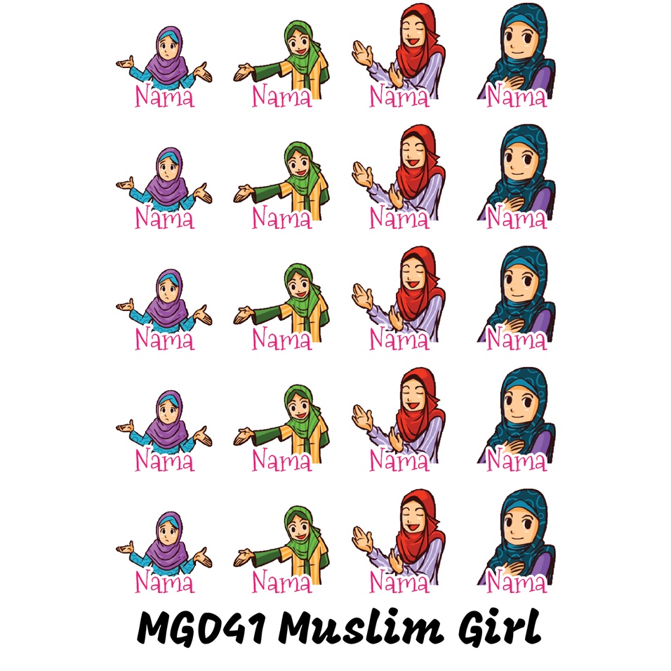 

Sticker Nama Cutting Label Waterproof Tahan Air Muslim Girl 41 (MG041)