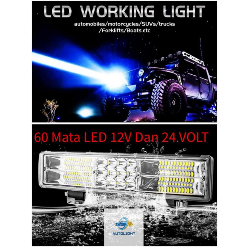 Lampu Tembak CWL CREE 60 Mata LED 12Volt Dan 24 Volt Putih dan Kuning Lampu Sorot Mobil &amp; Motor