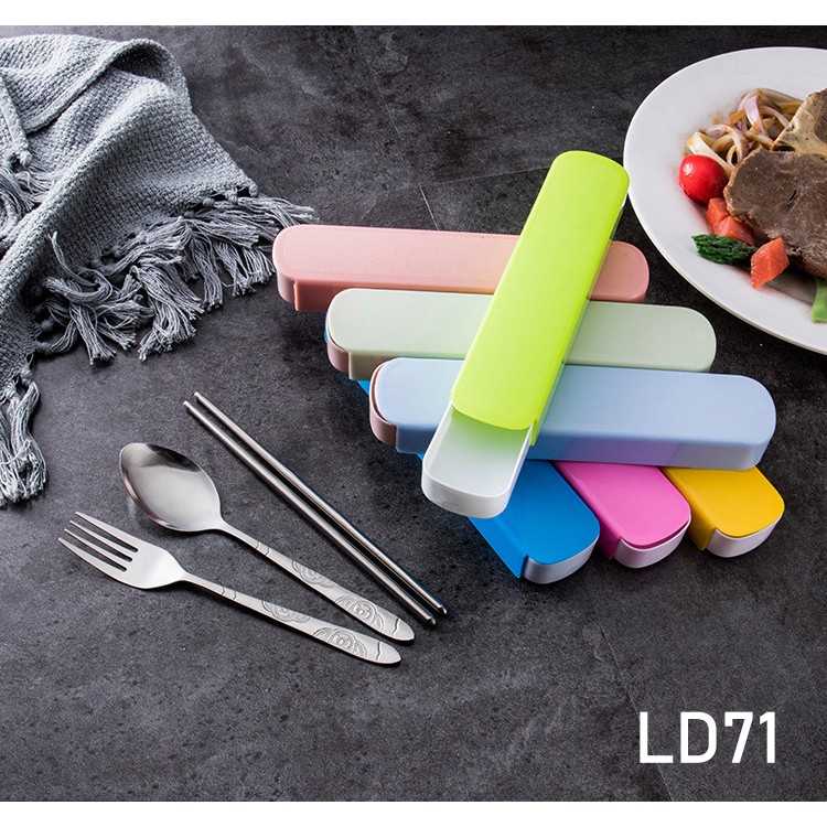 Cutlery Set Alat Makan sendok sumpit garpu Stainless travel