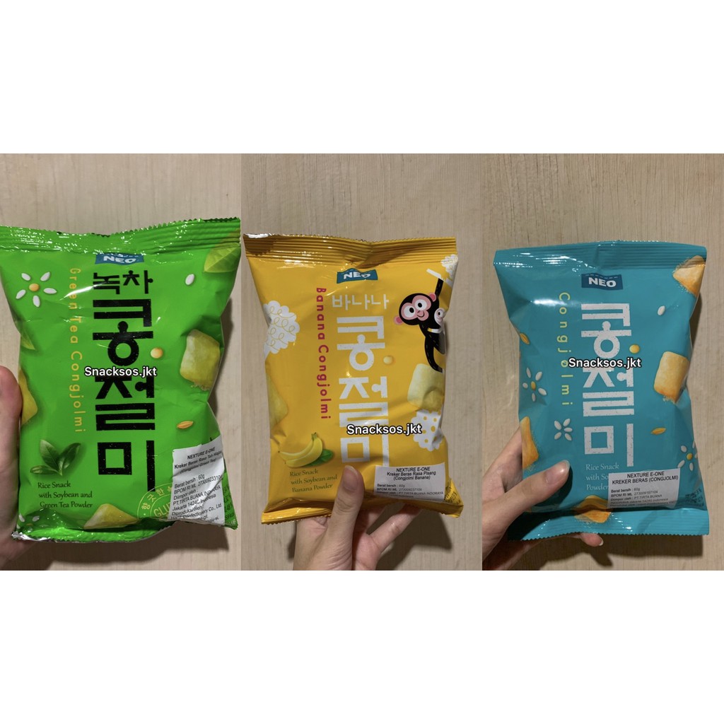 NEO CONGJOLMI RICE KREKER CRACKERS BERAS RASA BANANA/ ORIGINAL / GREEN TEA - SNACKS MADE IN KOREA