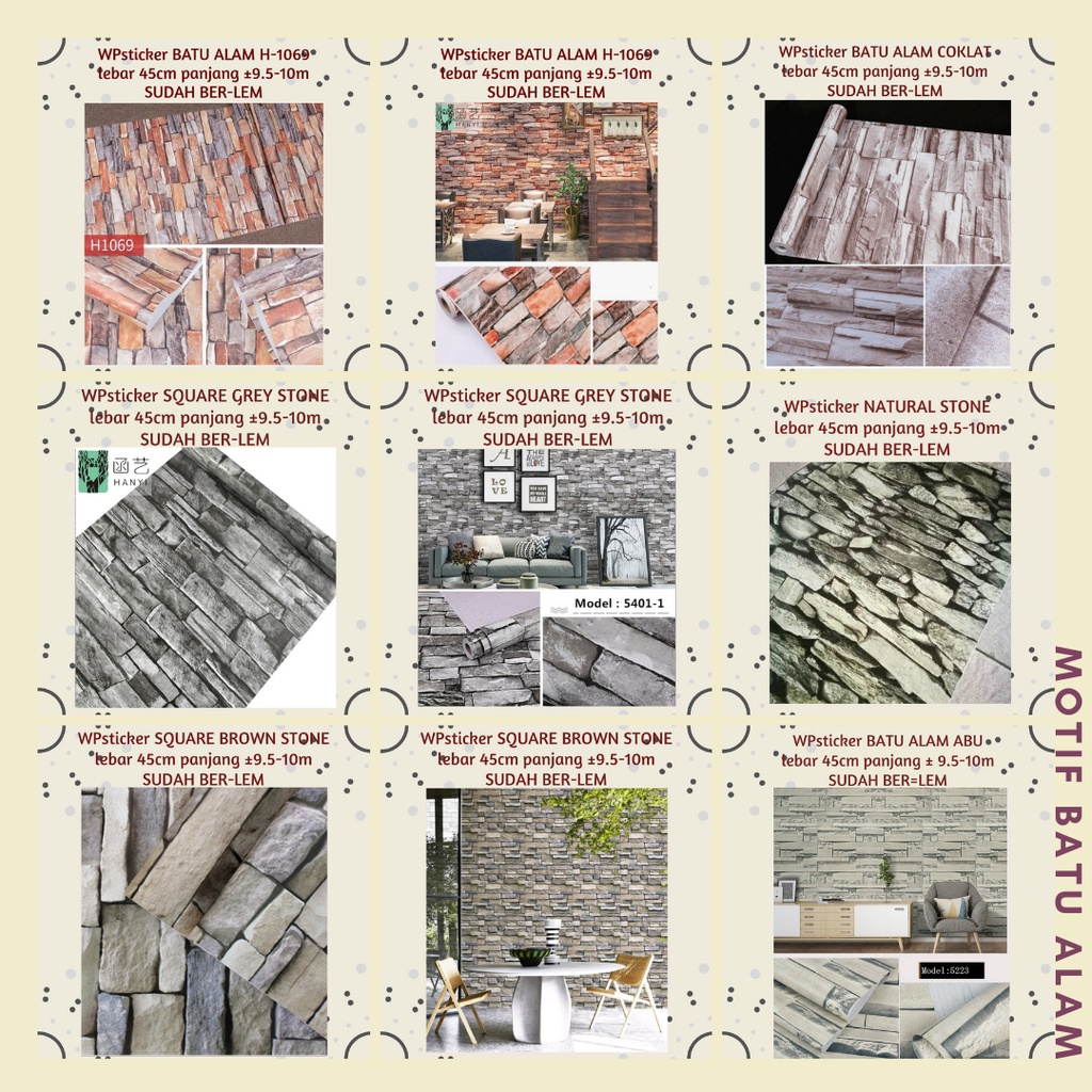 Jual Ready Semarang Wallpaper Stiker Dinding 10m Motif Batu Alam Batu Bata Alam Aneka Motif Dan Warna Bahan Anti Air Indonesia Shopee Indonesia