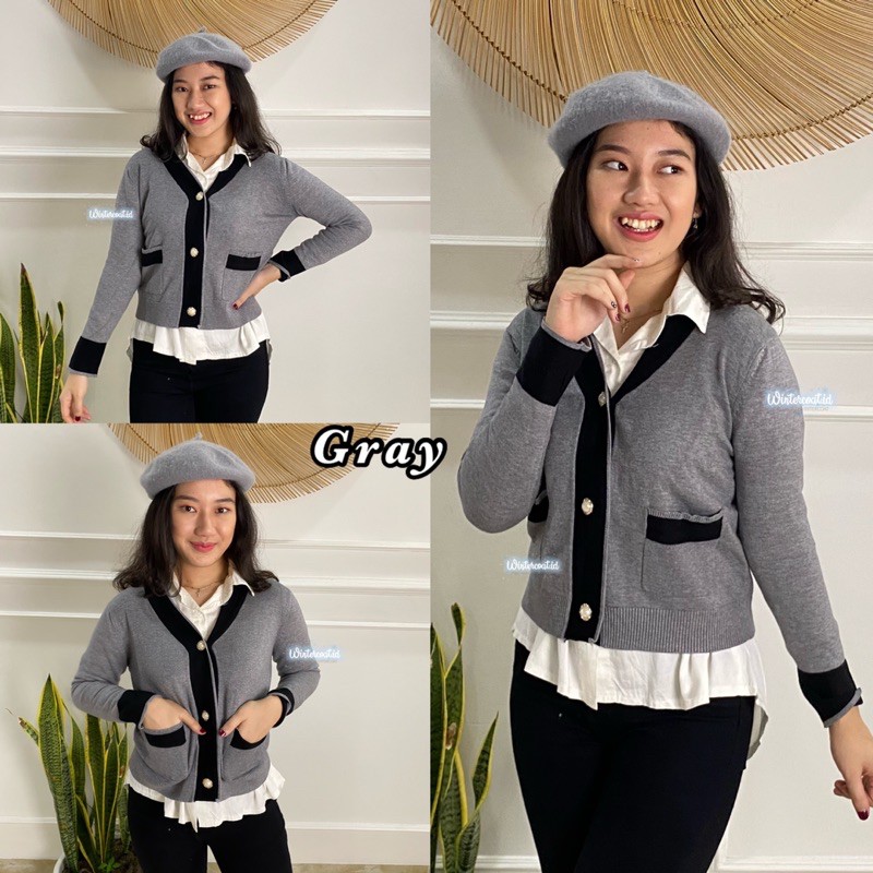 Kardigan rajut wanita import korea claudia knitted cardigan jaket hangat cewek jacket tebal