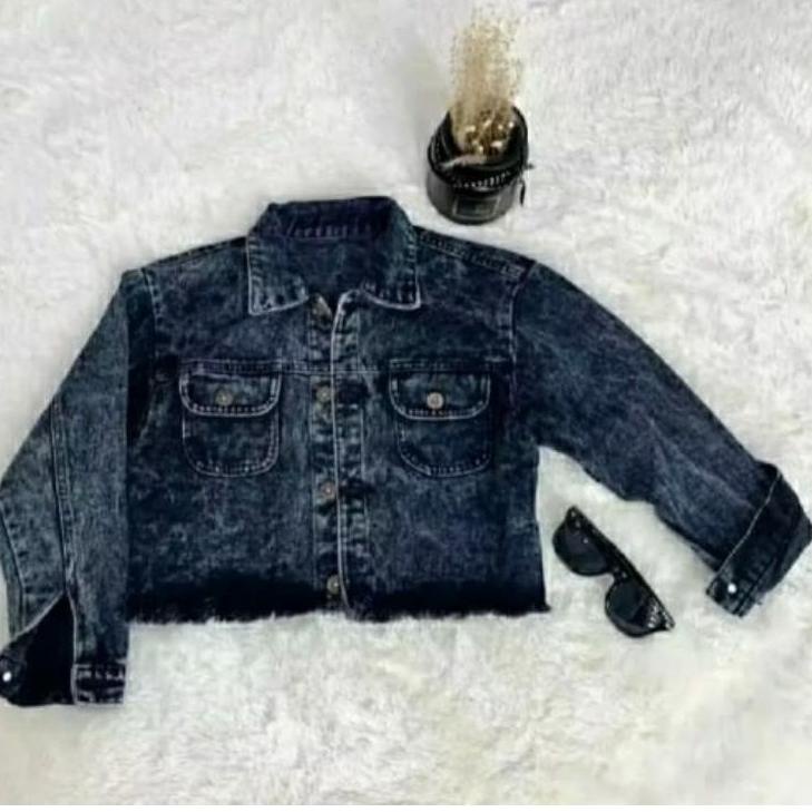 Top Produk.. JAKET JEANS CROP OVERSIZE/ JAKET JEANS CROP JUMBO/JAKET JEANS JUMBO WANITA/JAKET CROP R