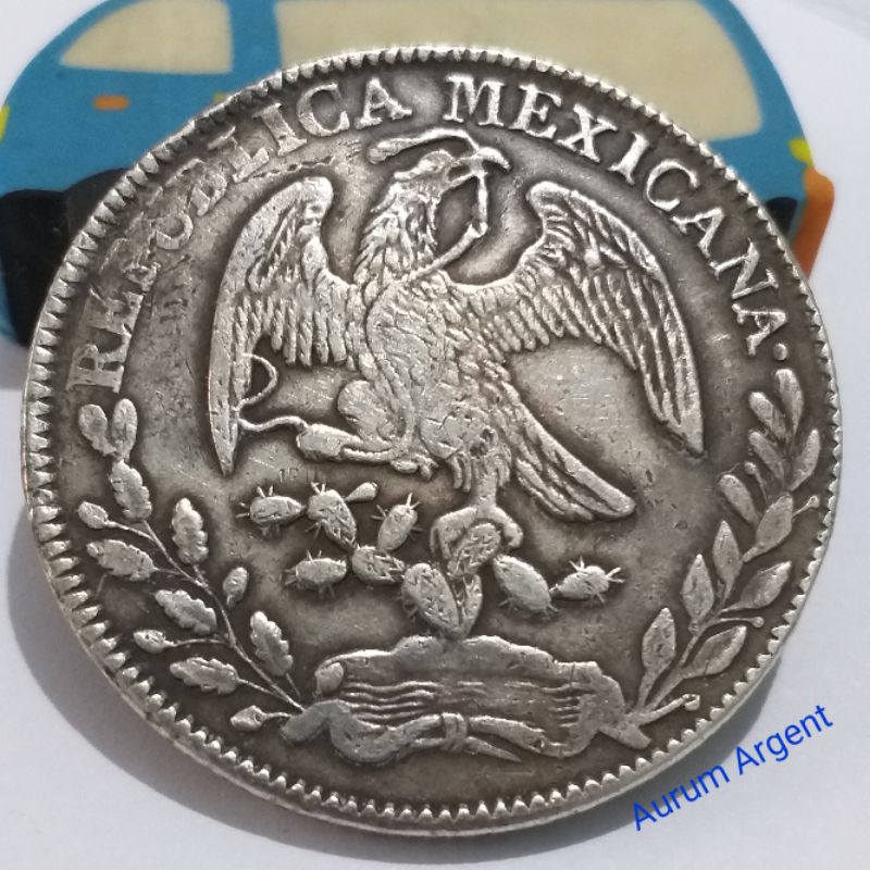 SB.39-- 1 PC KOIN PERAK KUNO ASLI PESO RElPUBLICA MEXICANA TH 1855. -- SILVER COIN --