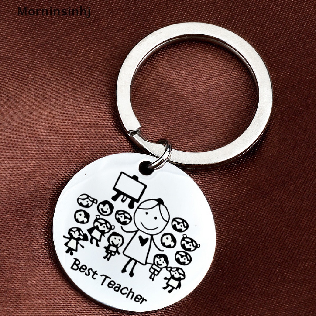 Mornin Stainless Steel Hari Guru Gantungan Kunci Kartun Potret Keyring Perhiasan Hadiah id